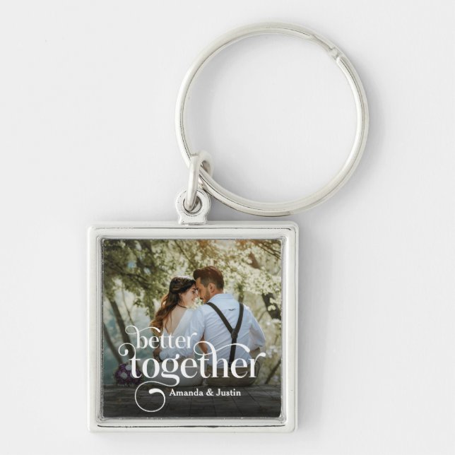 Better Together Couples Photo Keychain (Front)