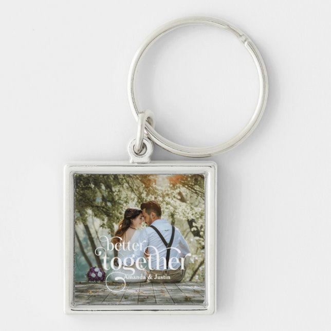 Better Together Couples Photo Keychain (Front)
