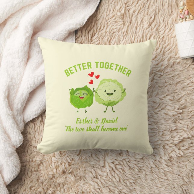 BETTER TOGETHER Cute Cabbage Valentine Couples Throw Pillow (Blanket)