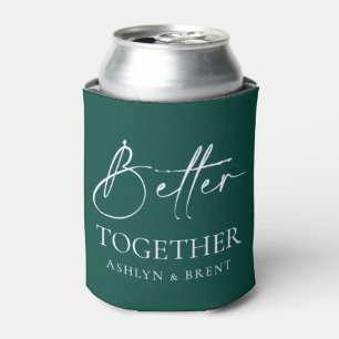 Better Together Emerald Green Wedding Can Cooler