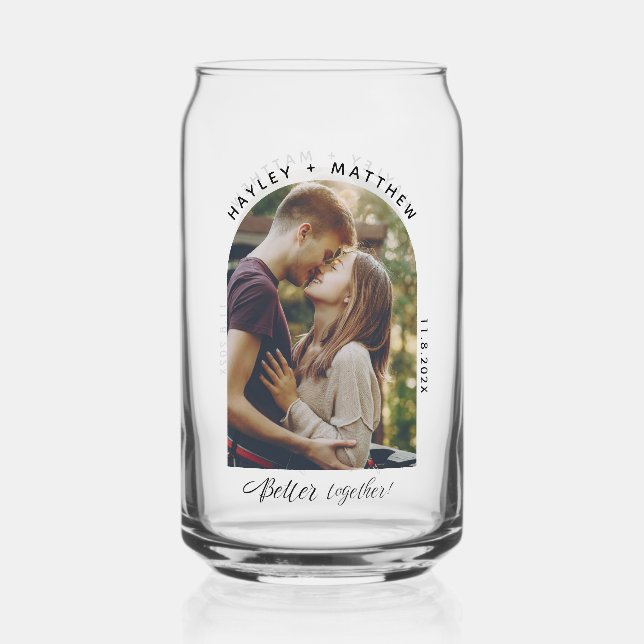 Better Together Engagement Couples Photo Custom Can Glass (Front)