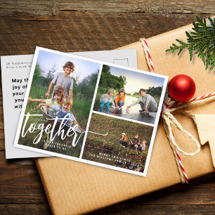 Better Together Hand Lettering Photo Collage Holiday Postcard