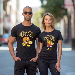 Better Together Matching Couple Name Burger Fries T-Shirt