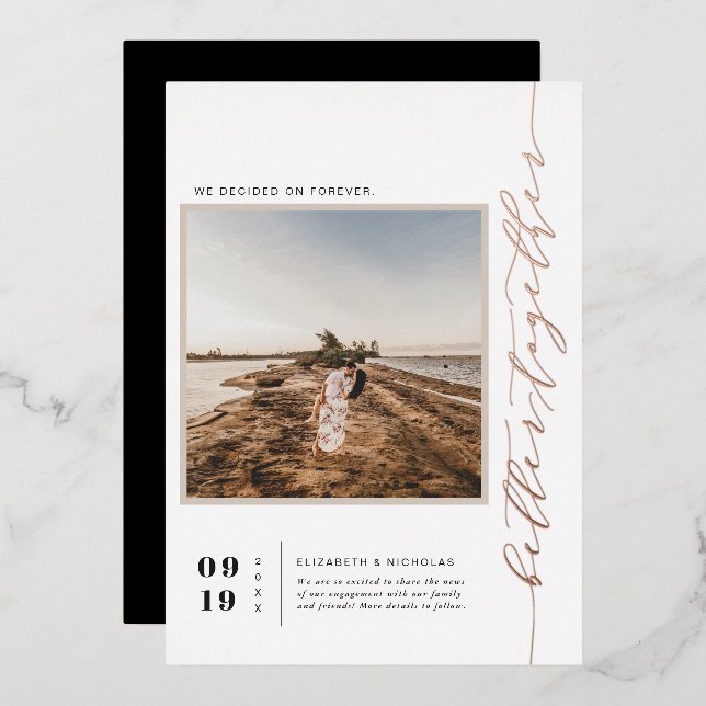 Better Together | Modern Square Photo Engagement  (Front/Back)