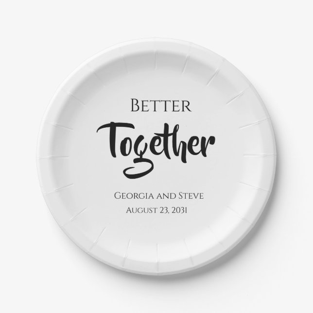 Better Together Personalized Wedding Paper Plates (Front)