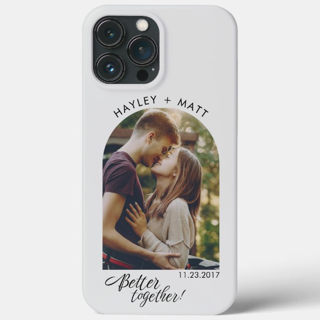 Better Together Script Save the Date Photo Custom Case-Mate iPhone Case (Back)