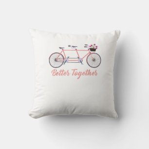 Better Together Tandem Bicycle Together Modern Des Throw Pillow