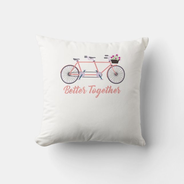 Better Together Tandem Bicycle Together Modern Des Throw Pillow (Front)