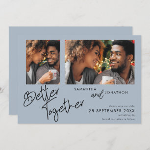 Better Together Two Photo Dusty Blue Save The Date