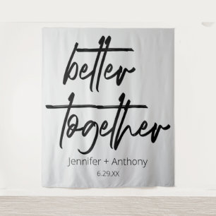 Better Together Wedding Personalized Backdrop Tapestry