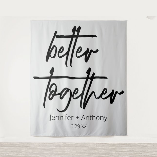 Better Together Wedding Personalized Backdrop Tapestry (Front)
