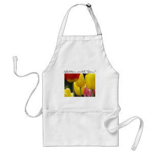 Better with You! apron gifts Yellow Red Tulips