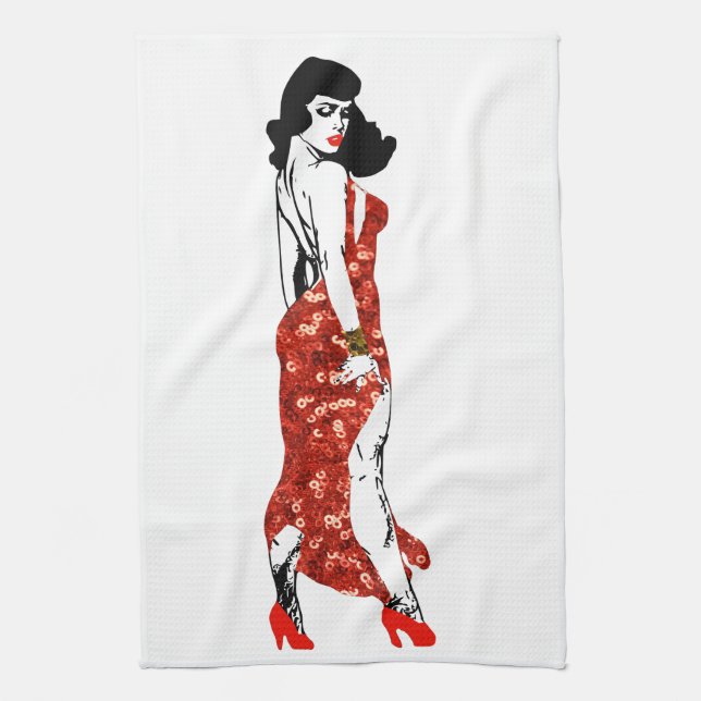 bettie pin up kitchen towel (Vertical)