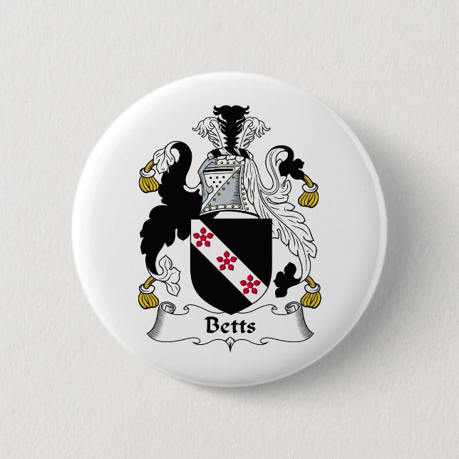 Betts Family Crest 2 Inch Round Button (Front)