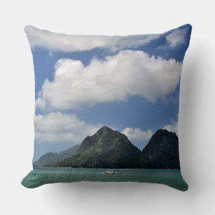 Between beach and hills, the beauty of El Nido Throw Pillow