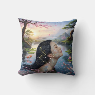 "Between Blossom and Formula"– A Digital Portrait Throw Pillow