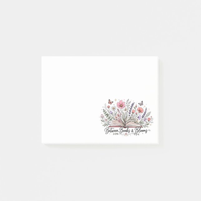 Between books and blooms book lover reader post-it notes (Front)