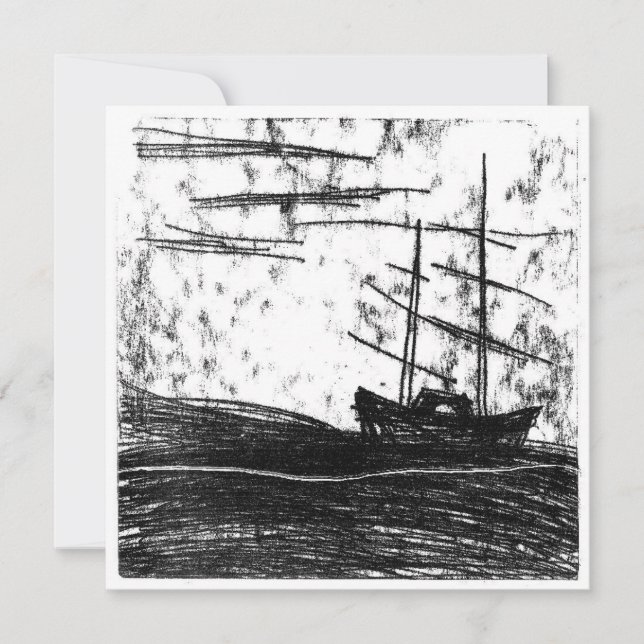 Between Shores Monorprint Invitation (Front)