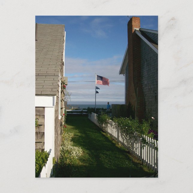 Between the cottages in Sconset Postcard (Front)