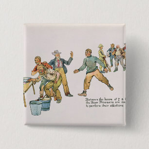 Between the hours of 7 and 8 a.m. 2 inch square button