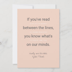 Between the Lines Typography Save the Date card