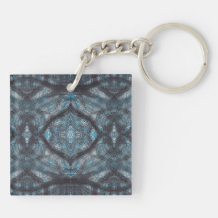 Betwixt Blue Abstract Watercolor Art Keychain