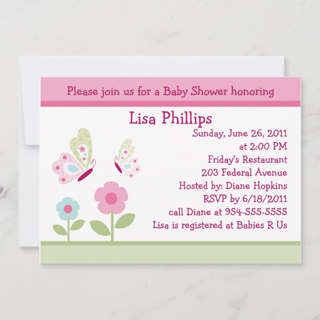 Beurre Bella et fleurs Baby shower Invitation (Devant)