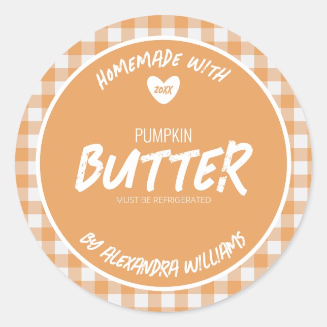 Beurre Citrouille maison Sticker rond classique (Devant)