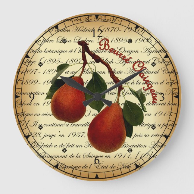 Beurré Clairgeau Pear ~ Ulysses Prentiss Hedrick ~ Large Clock (Front)
