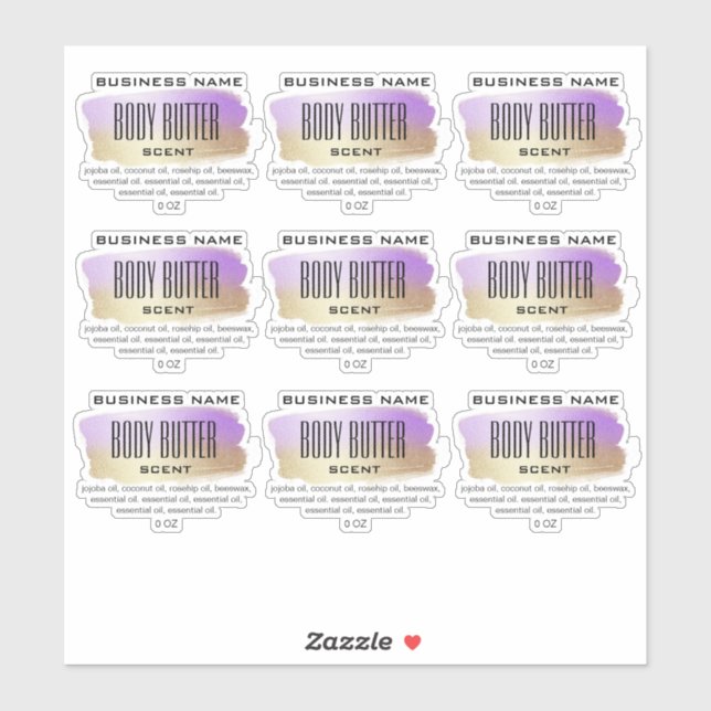 Beurre Corps Transparent Étiquettes Violet Et Or (Feuille)