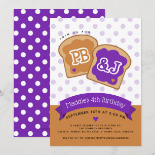 Beurre d'arachide et gelée Invitation de fête d'an