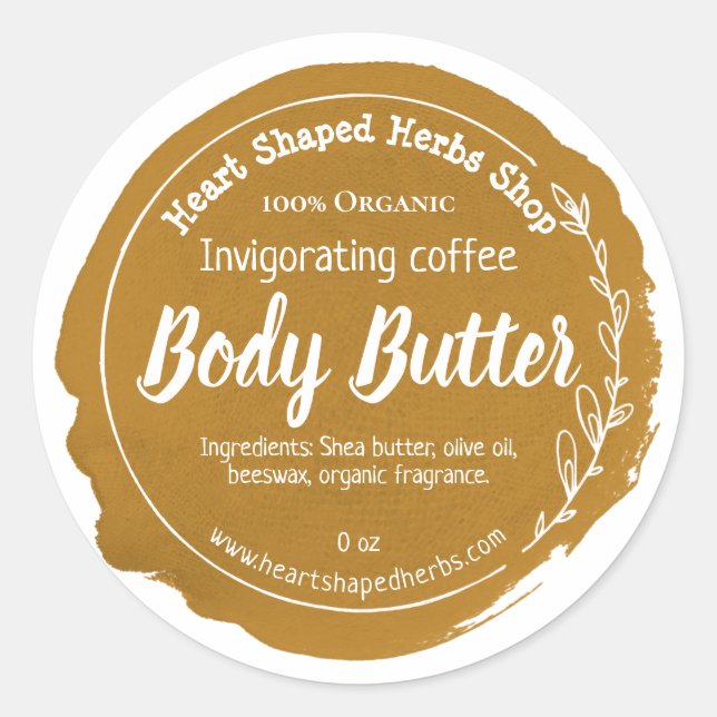 Beurre de café personnalisable Étiquette fait main (Devant)