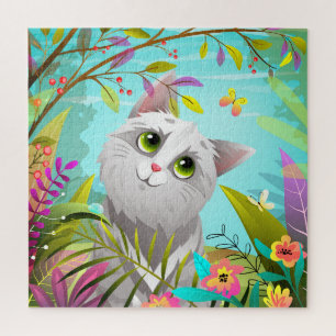 Beurre de chat mignon Fleurs Puzzle