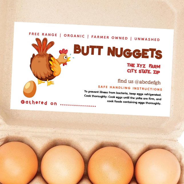 Beurre de poulet amusant Nuggets Étiquette de cart (Créateur téléchargé)