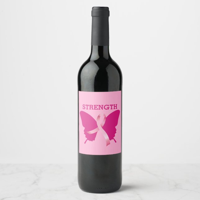 Beurre du cancer du sein Étiquette de vin de ruban (Devant)