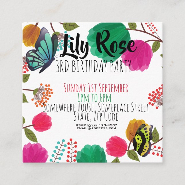 Beurre floral d'aquarelle mou Invitation d'anniver (Devant)