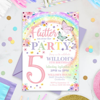 Beurre Invitation Anniversaire Arc-en-ciel Papillo