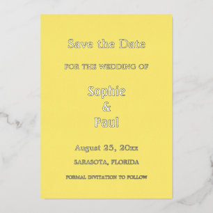 Beurre Jaune Enregistrer la date Foil Invitation