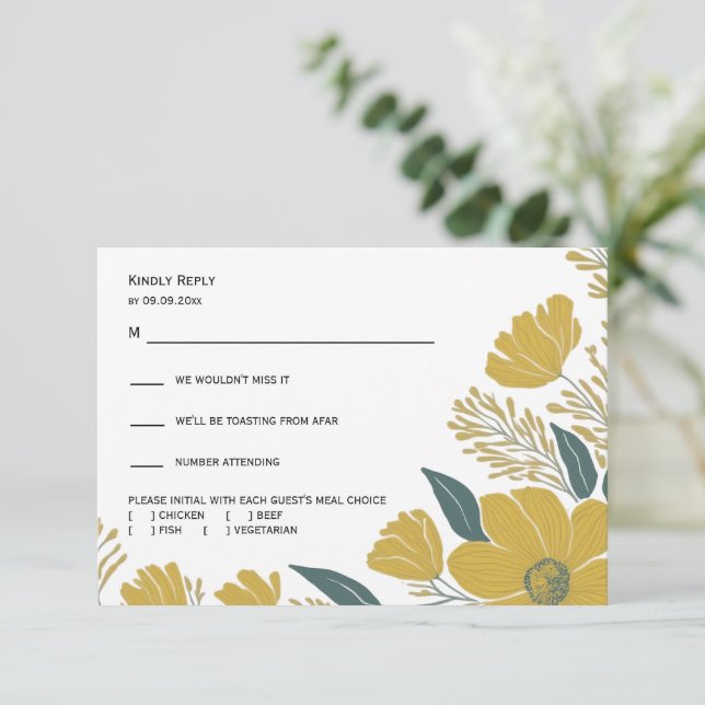 Beurre jaune Floral moderne réponse Mariage, (Debout devant)