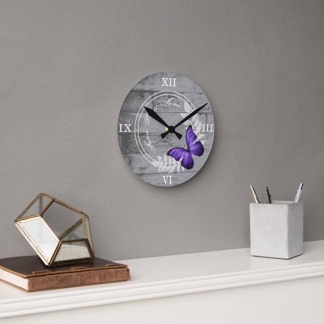 Beurre pourpre Rustique Acrylique Horloge murale (Bureau)