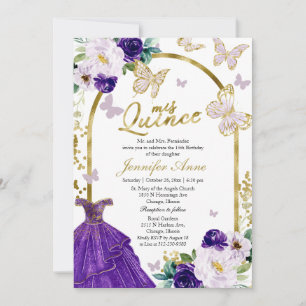 Beurre Quince Invitations Bilingue Purple Gown
