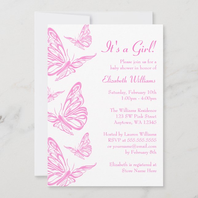 Beurre rose Bébé Invitations de douches pour bébés (Devant)