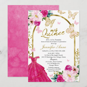Beurre rose chaud espagnol Quinceanera Invitations