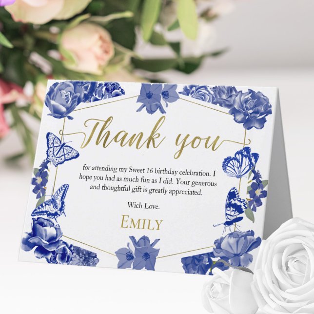 Beurre royal bleu doux 16 Cartes de remerciements (Créateur téléchargé)