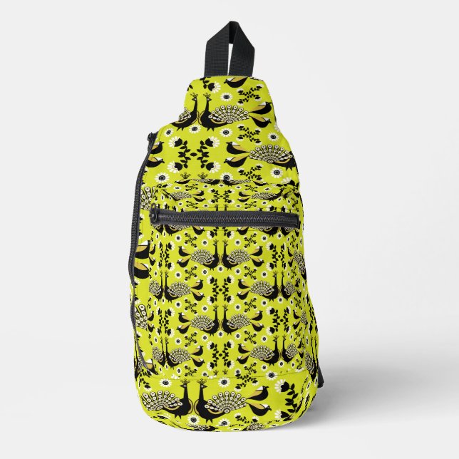 Beutiful Peacock Art Sling Bag (Front)