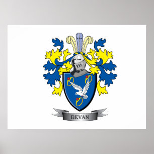 Bevan Family Crest Coat of Arms Poster