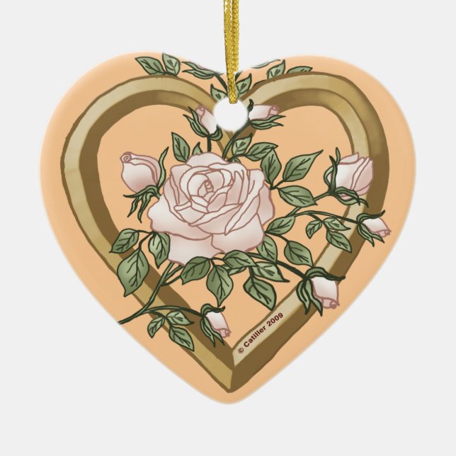 Bevel Coeur Rose défraîchi ornements personnalisés (Devant)