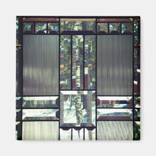 Beveled glass birch trees metallic silver modern magnet