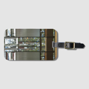 Beveled glass silver black grey modern luggage tag