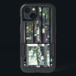 Beveled stained glass look silver black modern<br><div class="desc">A modern,  masculine design featuring birch trees seen through beveled glass on a metallic,  silver pinstripe background. Elegant and masculine stained glass look. In colours of silver and black.</div>